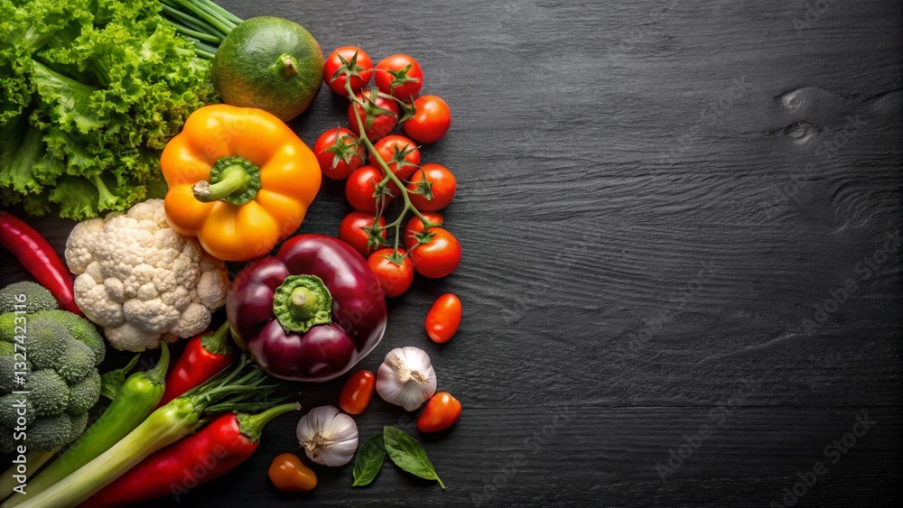 Healthy vegetable on wooden table, marble table on Top view.