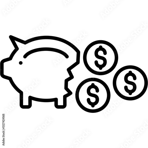 Piggy Bank Icon Vector Element