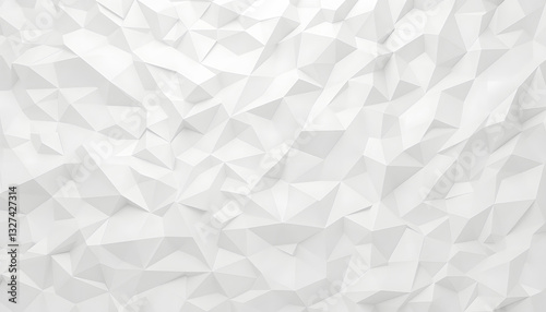 White polygon textured background, hyperrealism. White tone