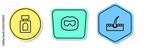 Set line Aftershave, Mustache and beard and Human hair follicle. Colored shapes. Vector