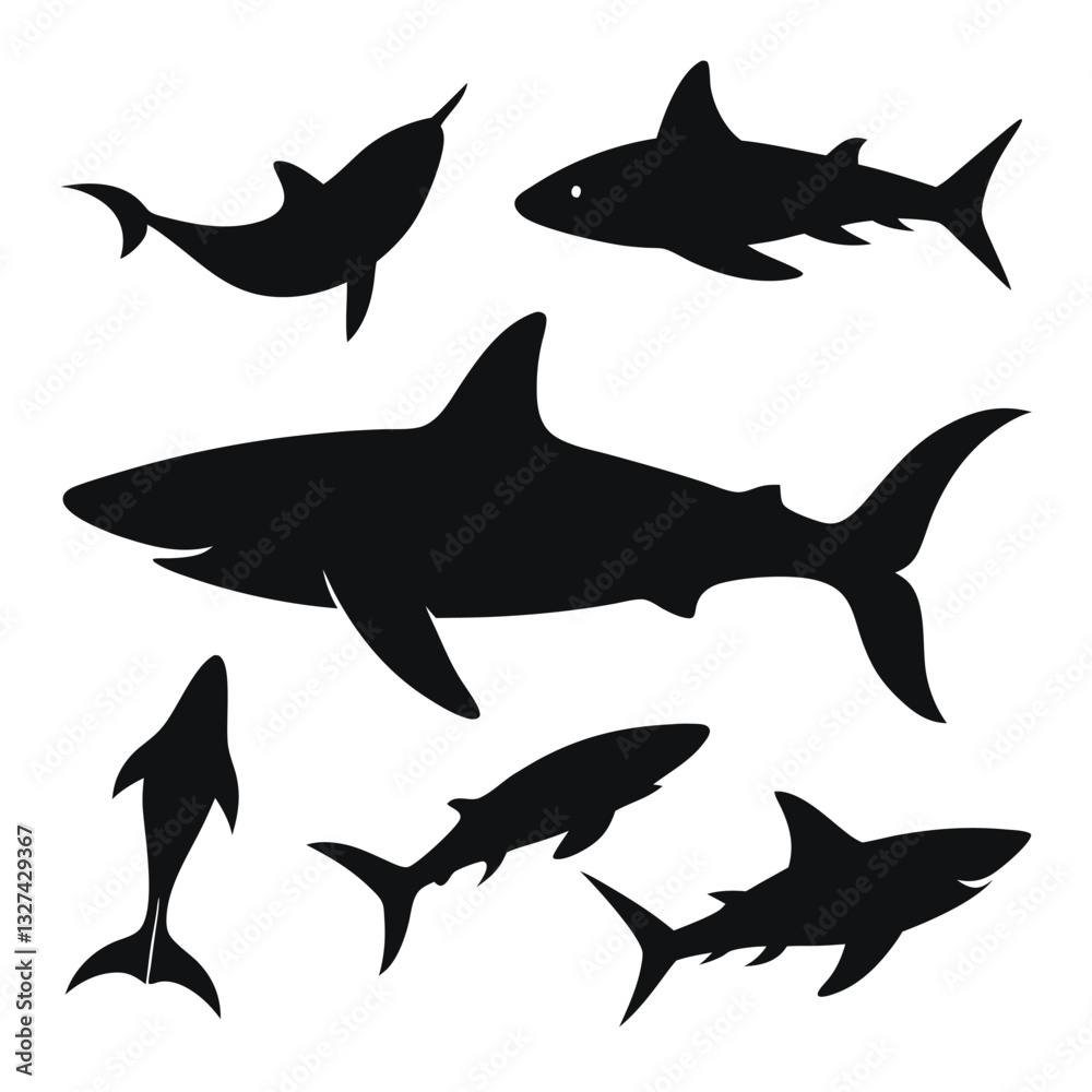 Obraz premium set of sharks vector