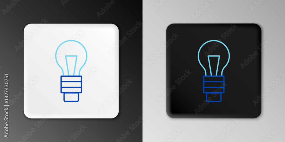 Line Light bulb with concept of idea icon isolated on grey background. Energy and idea symbol. Inspiration concept. Colorful outline concept. Vector Line Light bulb with concept of idea icon isolated on grey background. Energy and idea symbol. Inspiration concept. Colorful outline concept. Vector