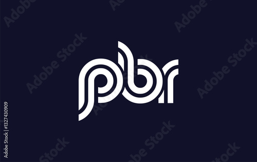 PBR Creative Unique Modern Letter Logo Design.  Stylized logo featuring a unique letter design, presenting abstract minimalist aesthetics and modern appeal.