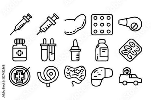 diabetes mellitus related editable stroke outline