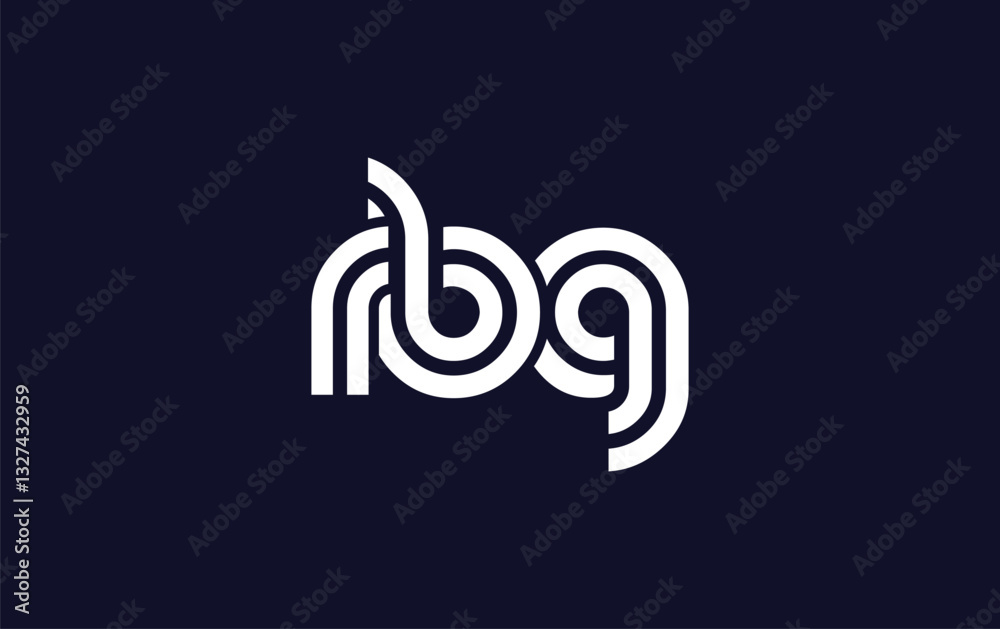 Fototapeta premium RBG Creative Unique Modern Letter Logo Design. Stylized logo featuring a unique letter design, presenting abstract minimalist aesthetics and modern appeal.
