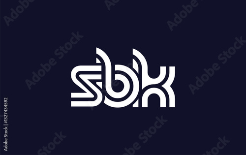 SBK Creative Unique Modern Letter Logo Design.  Stylized logo featuring a unique letter design, presenting abstract minimalist aesthetics and modern appeal.