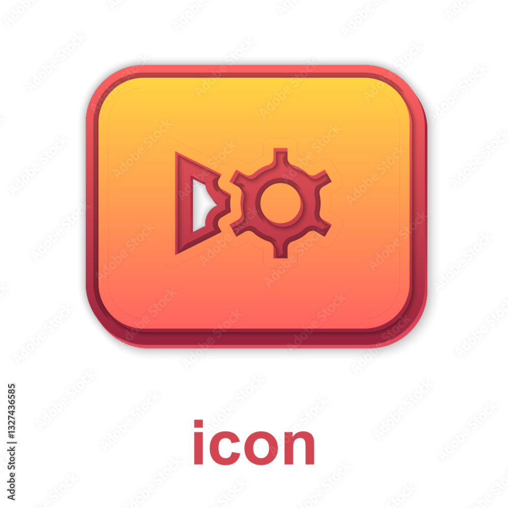 Gold Music or video settings button icon isolated on white background. Vector Gold Music or video settings button icon isolated on white background. Vector