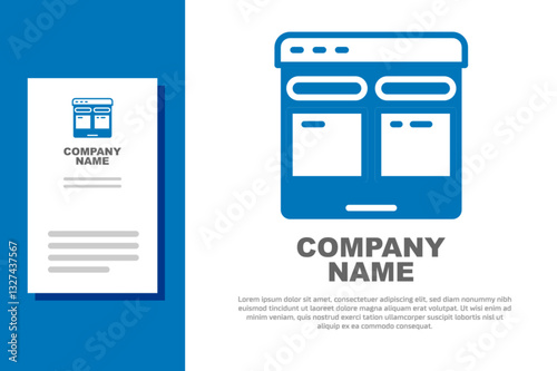 Blue Online translator icon isolated on white background. Foreign language conversation icons in chat speech bubble. Translating concept. Logo design template element. Vector