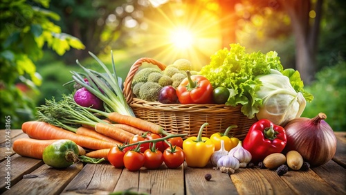 Obraz na płótnie Healthy fresh vegetables, sunlight background w salonie