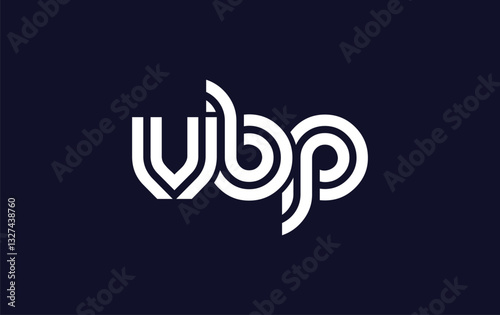 VBP Creative Unique Modern Letter Logo Design.  Stylized logo featuring a unique letter design, presenting abstract minimalist aesthetics and modern appeal.