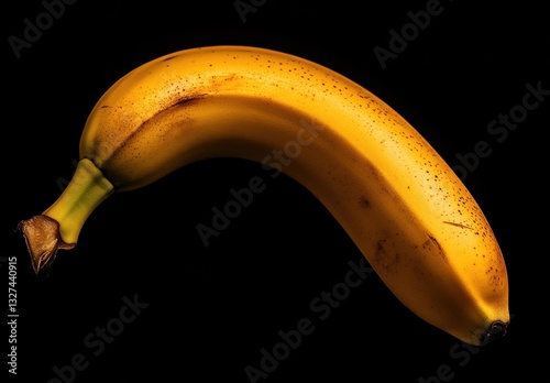 Bright Yellow Banana Isolated on Black Background for Various Uses