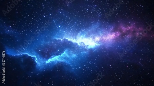 Vibrant cosmic nebula, stunning blue and purple swirling gases, perfect for themes of space exploration and imagination.