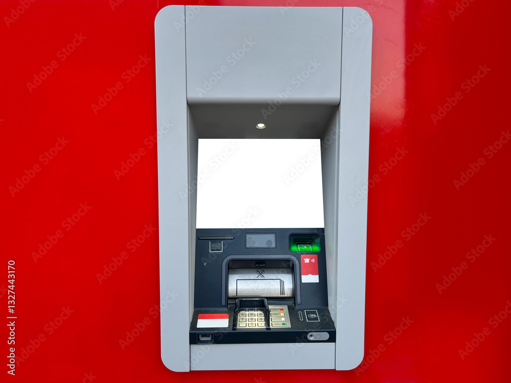Modern ATM with contactless payment and card reader with screen mockup Modern ATM with contactless payment and card reader with screen mockup