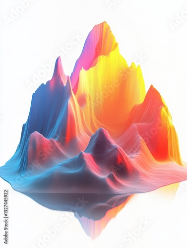Abstract Colorful Mountain Range Digital Rendering