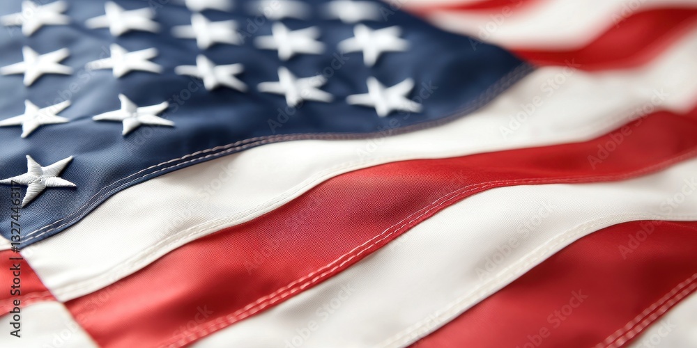 patriotic symbolism, a focused shot of a waving american flag with a blurred background of a national cemetery or patriotic parade patriotic symbolism, a focused shot of a waving american flag with a blurred background of a national cemetery or patriotic parade
