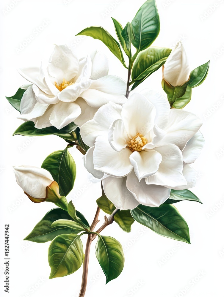 Obraz premium Elegant White Flowers Branch Close Up Studio Shot