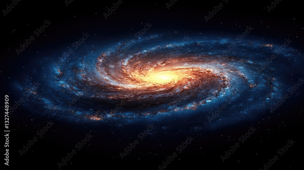 Spiral galaxy in deep space, vibrant colors, cosmic beauty, stunning view