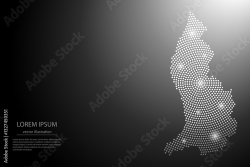 Abstract image Liechtenstein map from point Gray and glowing stars on a dark background. Vector illustration eps 10.