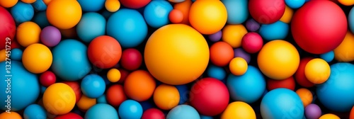 Colorful Sphere Background - Vibrant background of many colorful spheres in shades of red, orange, yellow, and blue