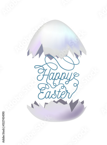 Broken egg. Happy Easter. hand drawn. Not AI, Vector illustration