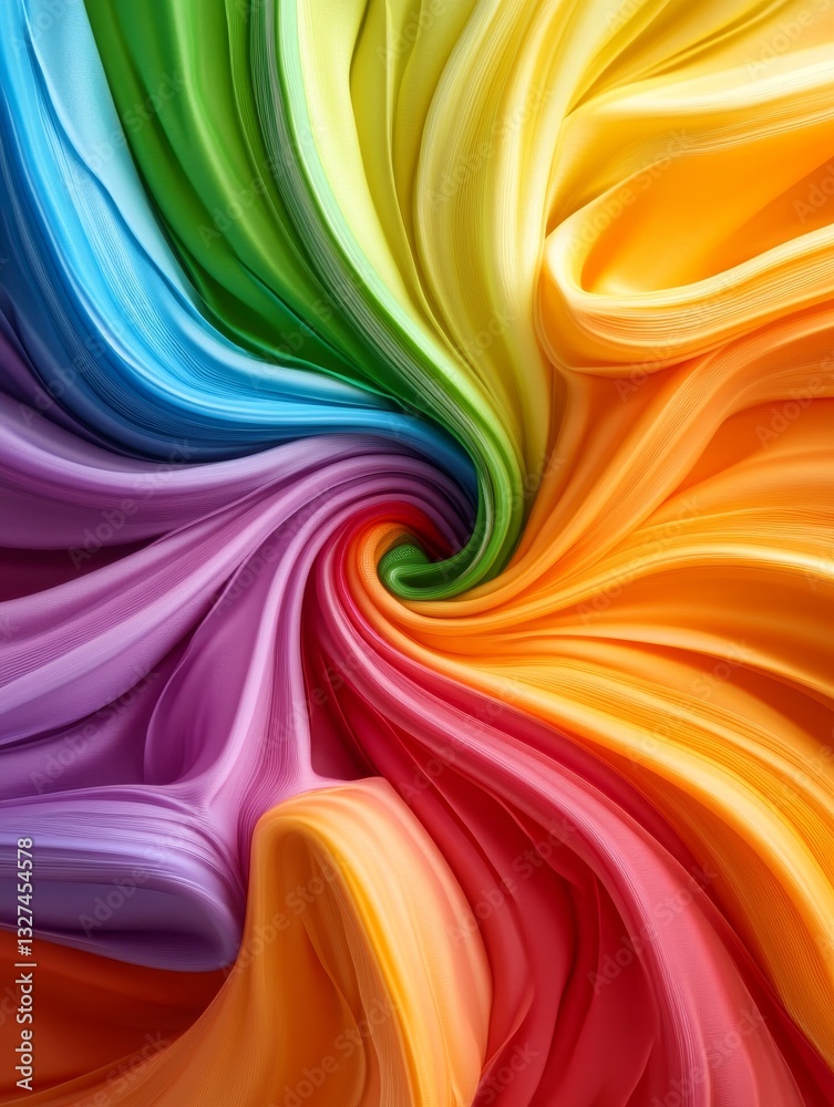 Naklejka premium Rainbow Swirl Abstract - Vibrant abstract of swirling rainbow colors, creating a dynamic and energetic visual. Perfect for backgrounds or design elements