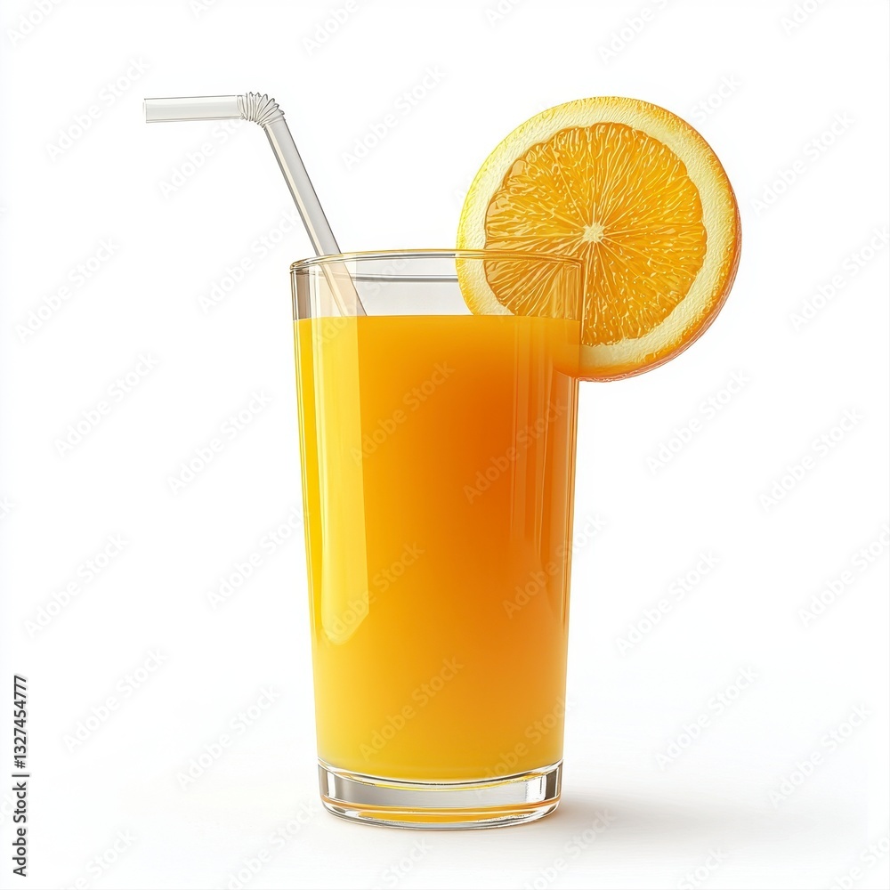 Fresh glass of orange juice on a bright white background capturing the vibrant color and nutritional benefits of citrus Fresh glass of orange juice on a bright white background capturing the vibrant color and nutritional benefits of citrus