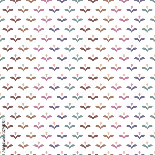 Simple seamless pattern. Minimalistic texture with small geometric floral elements. Abstract pastel background For print, package, shirts, linen, nursery