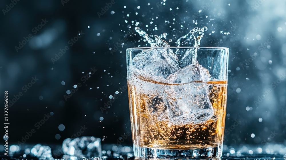 A dynamic shot capturing an ice-filled cocktail glass splashing, emphasizing the feeling of refreshment and enjoyment that comes with a well-crafted beverage. A dynamic shot capturing an ice-filled cocktail glass splashing, emphasizing the feeling of refreshment and enjoyment that comes with a well-crafted beverage.