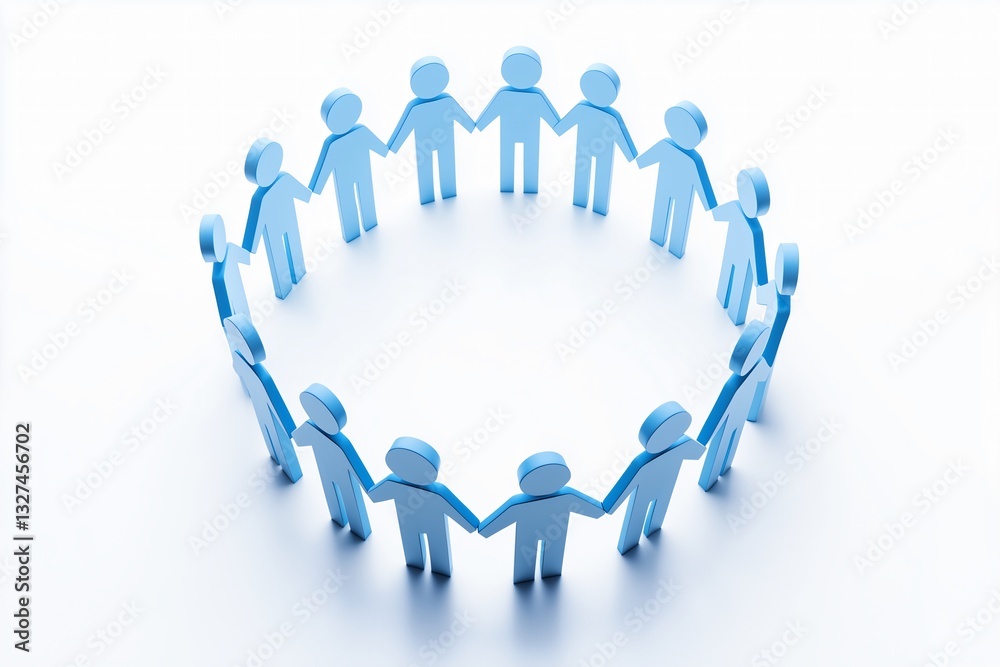 Colorful abstract figures arranged in a circle, symbolizing teamwork, community, and collaboration. Concepts of diversity, leadership, and communication in business and social networks. Colorful abstract figures arranged in a circle, symbolizing teamwork, community, and collaboration. Concepts of diversity, leadership, and communication in business and social networks.