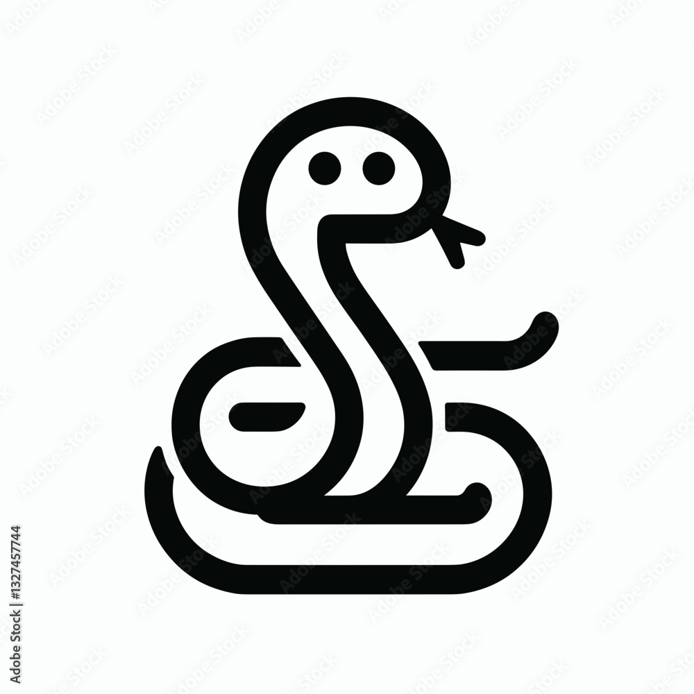 Fototapeta premium Stylized snake illustration, modern design, minimalist aesthetic