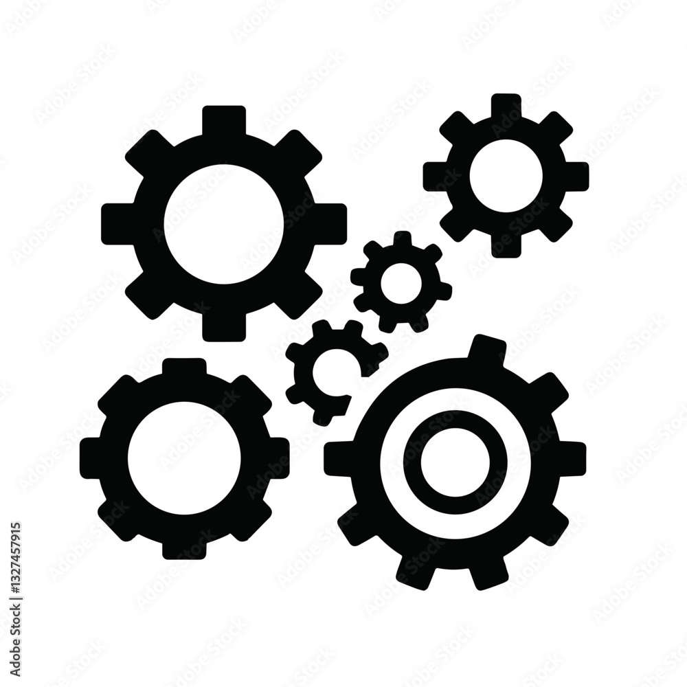 Black gears in motion, symbolizing engineering and innovation Black gears in motion, symbolizing engineering and innovation