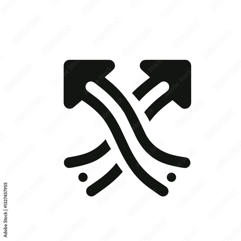 Arrow symbols intertwining, direction and movement concept Arrow symbols intertwining, direction and movement concept