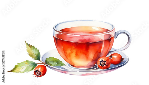 cup of rosehip tea watercolor png 