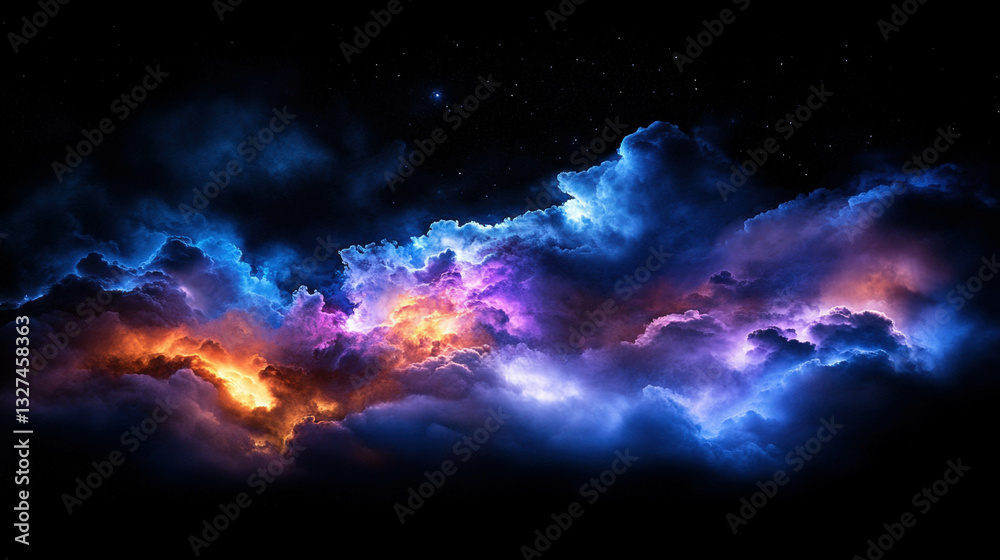Fototapeta premium Ethereal moonlit cloudscape with vibrant colors for atmospheric design and background