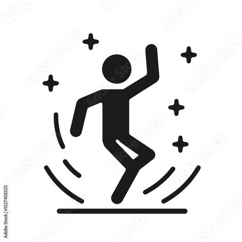 Joyful figure dancing with energy and rhythm, expression of freedom