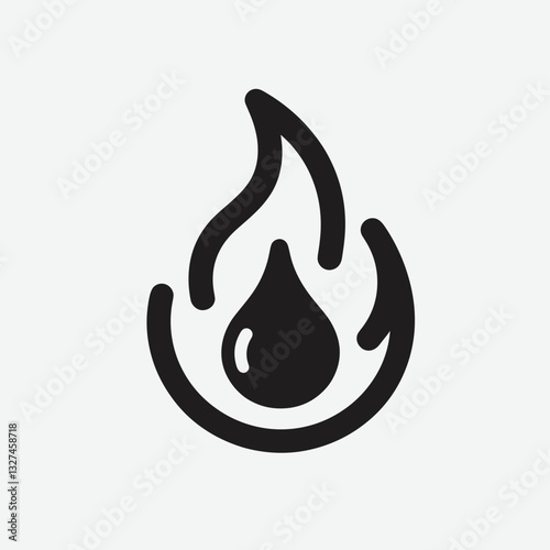 Fluid design of fire and water symbol, balance and transformation