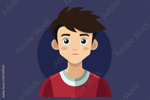This illustration features a teenage boy with a stylish haircut, portrayed against a dark background, Teenager Customizable Flat Illustration