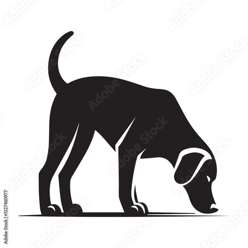Simple Nose-to-Ground Sniffing Pose Vector Icon – Modern Logo & Illustration