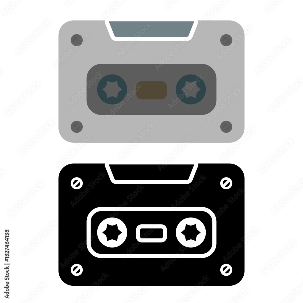 Obraz premium cassette icon, simple flat style, illustration, logo sign symbol pictogram template, for ui or ux isolated on white for mobile app, editable