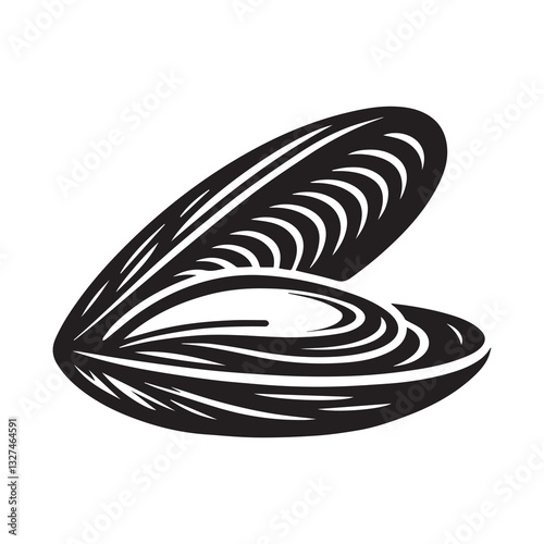 Simple Mediterranean Mussel Vector Icon – Vintage Logo & Retro Illustration.