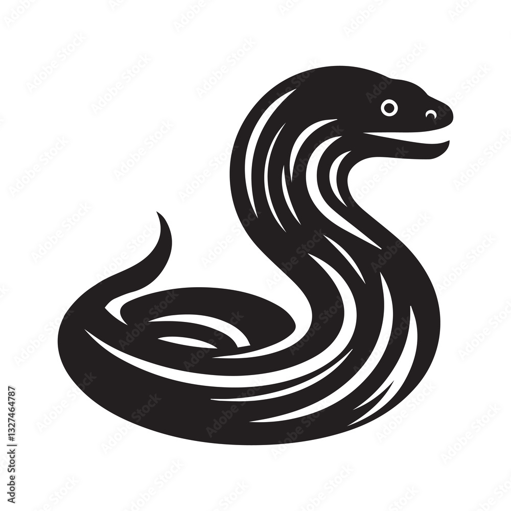 Fototapeta premium Simple Moray Eel Vector Icon – Vintage Logo & Retro Illustration