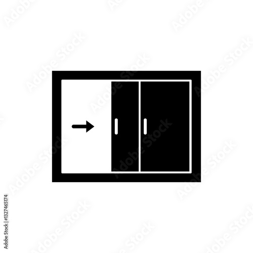 sliding door icon, simple flat style, illustration, logo sign symbol pictogram template, for ui or ux isolated on white for mobile app, editable