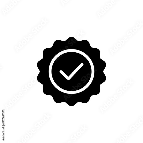 Approval check medal icon, simple flat style, illustration, logo sign symbol pictogram template, for ui or ux isolated on white for mobile app, editable