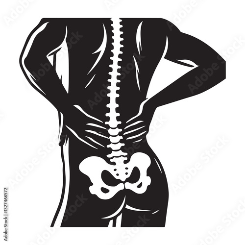 Simple Lower Back Pain Vector Icon – Modern Logo & Illustration