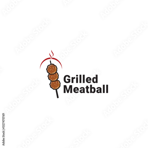 meatball logo design illustration template for asian food, processed meat, restaurant, business vector template