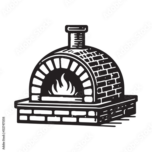 Simple Brick Oven Vector Icon Design – Vintage Retro Logo & Illustration