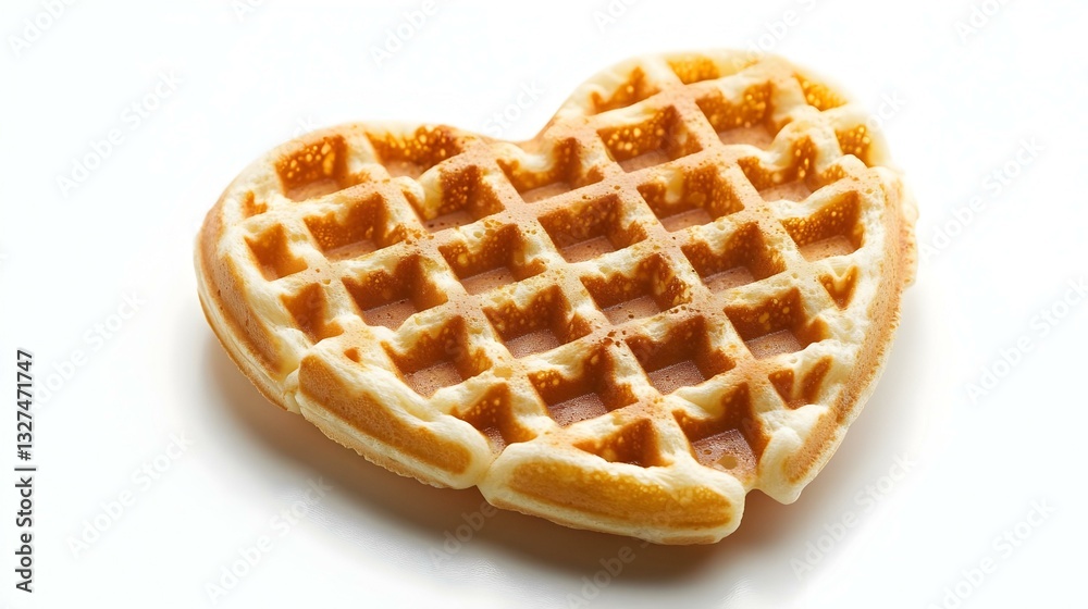Belgian heart shaped waffle on white background Belgian heart shaped waffle on white background