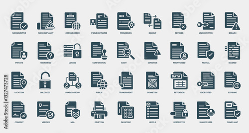 data document security icons displays collection