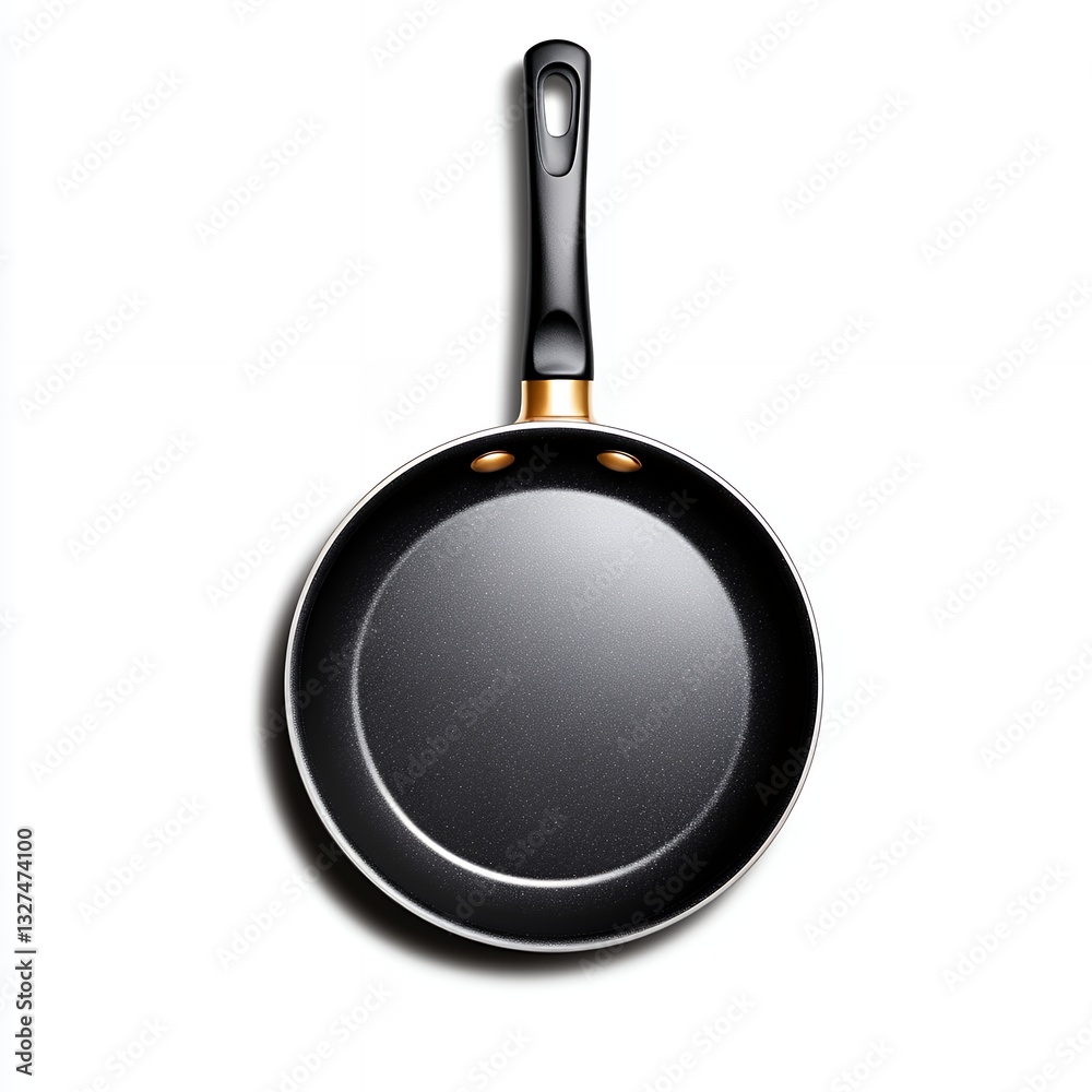 A sleek black frying pan with a non-stick surface and a sturdy handle, ideal for cooking various dishes. A sleek black frying pan with a non-stick surface and a sturdy handle, ideal for cooking various dishes.