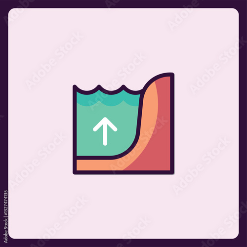 Modern flat style rising sea levels icon, Climate change vector symbol